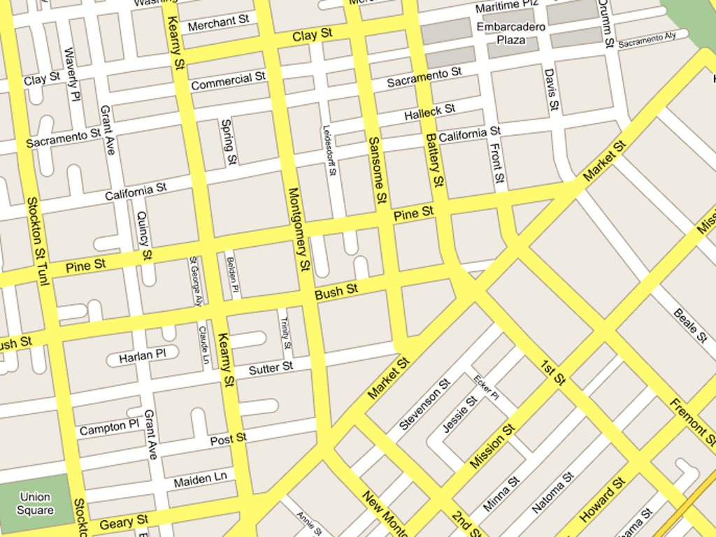 Map of downtown San Francisco