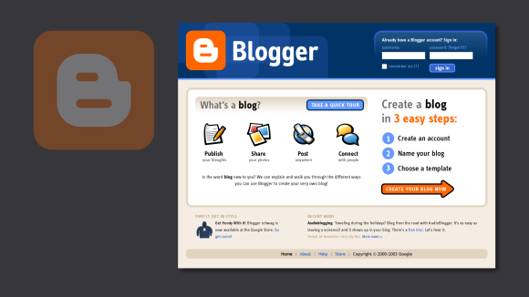 Blogger home page and logo