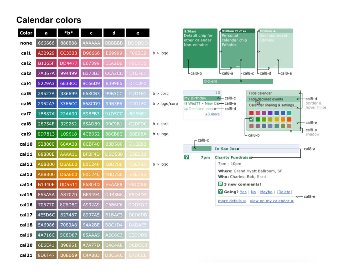 Google Calendar color swatches