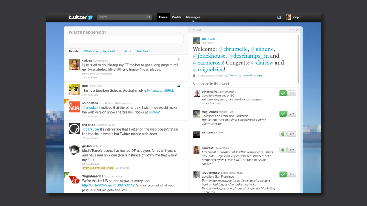 #NewTwitter: Details pane tweet with mentions