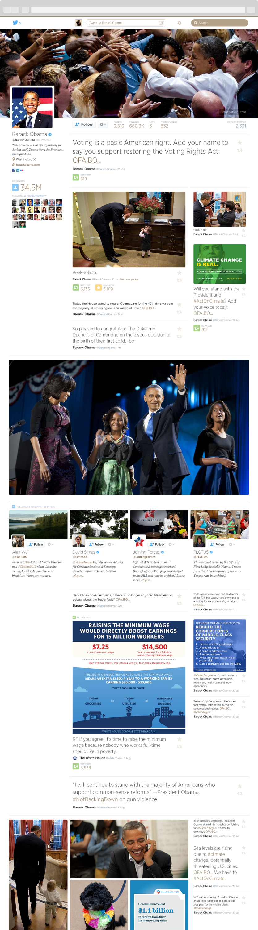 Twitter Highline: Web Profile page for @BarackObama