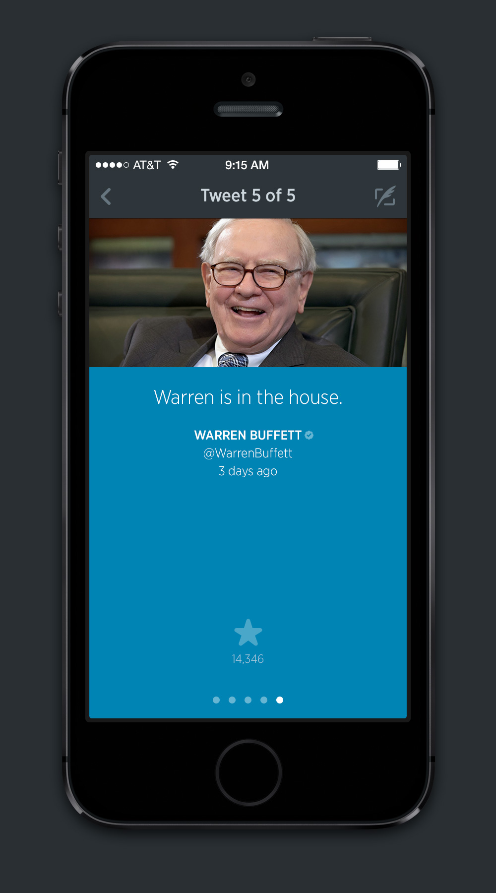 Single-Tweet view - WARREN BUFFETT @WarrenBeffett "Warren is in the house."