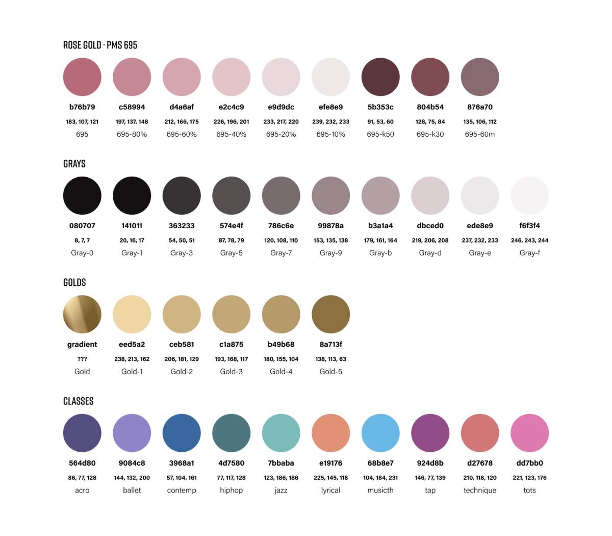ADC colors showing the full range of primaries, grays, golds, and class colors